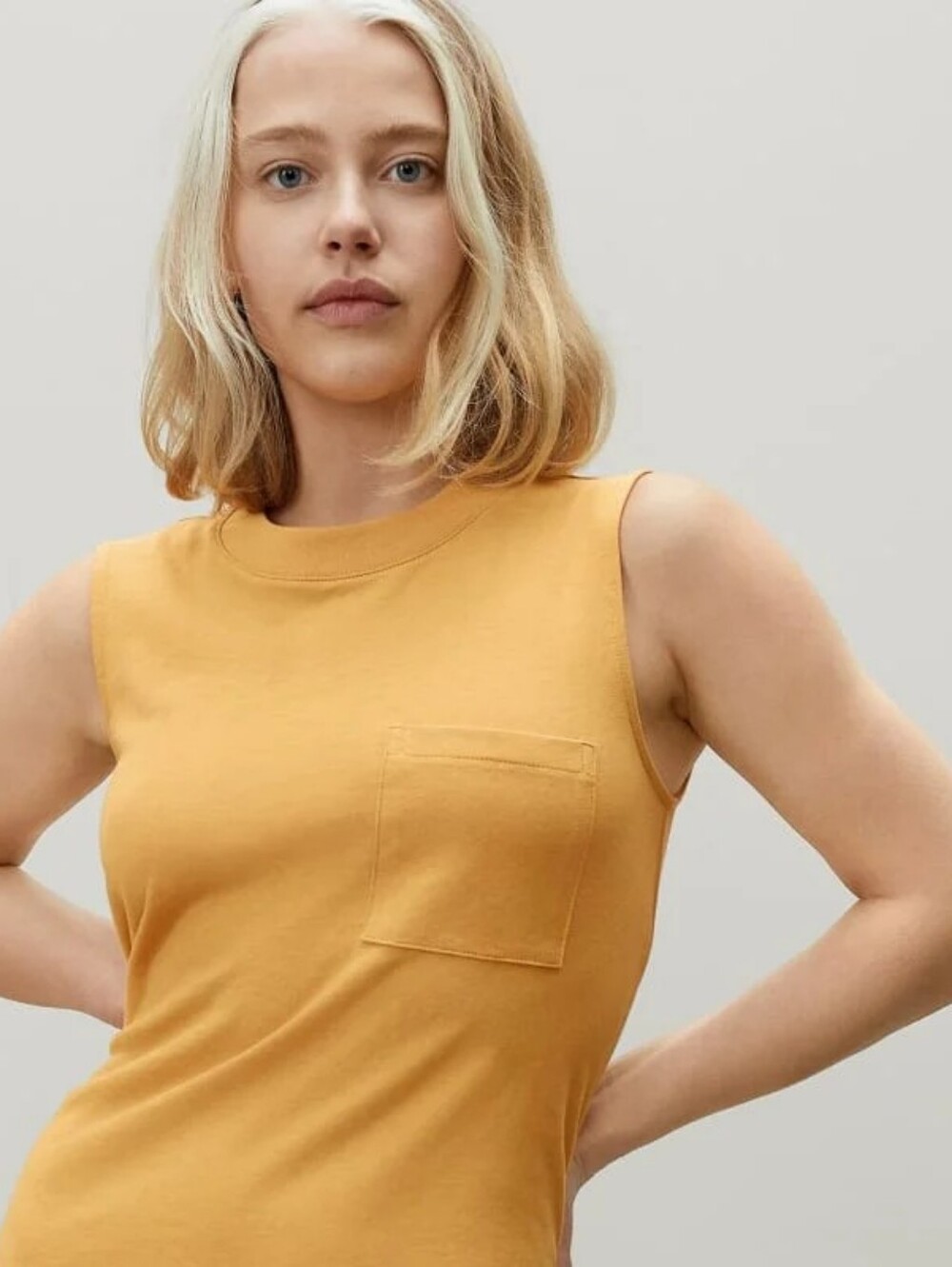Everlane The Weekend Tank Dress Cotton mustard yellow L - Picture 1 of 6